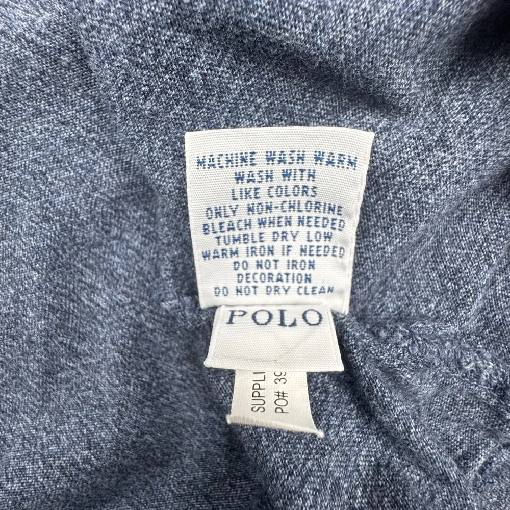 Polo Ralph Lauren Shirt Large Grey Cotton Preppy Long Sleeve Crew Neck Tee L